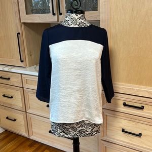 The Limited navy/cream blouse; small; 100% polyester